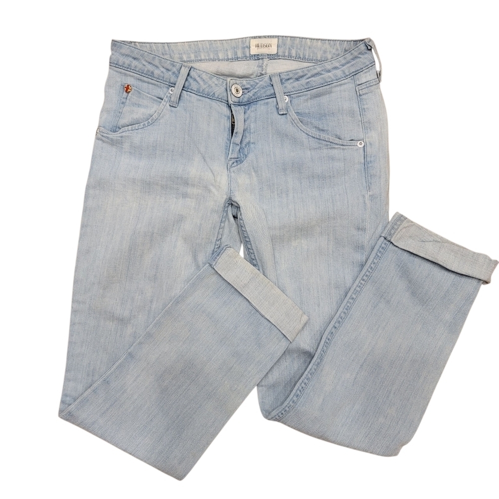 Sz 26 Hudson "Bacara" Straight Leg Cropped Cuff Denim Jeans Made in USA